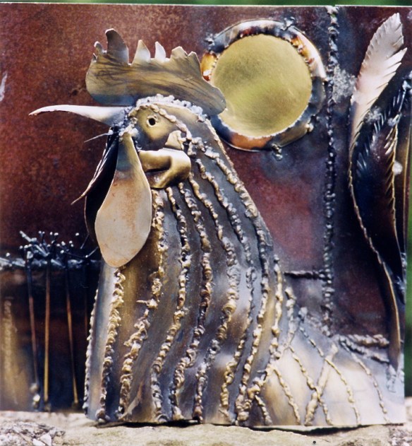 Crowing Cock - Mild steel / brass 1998. 31x31x11cm - Available