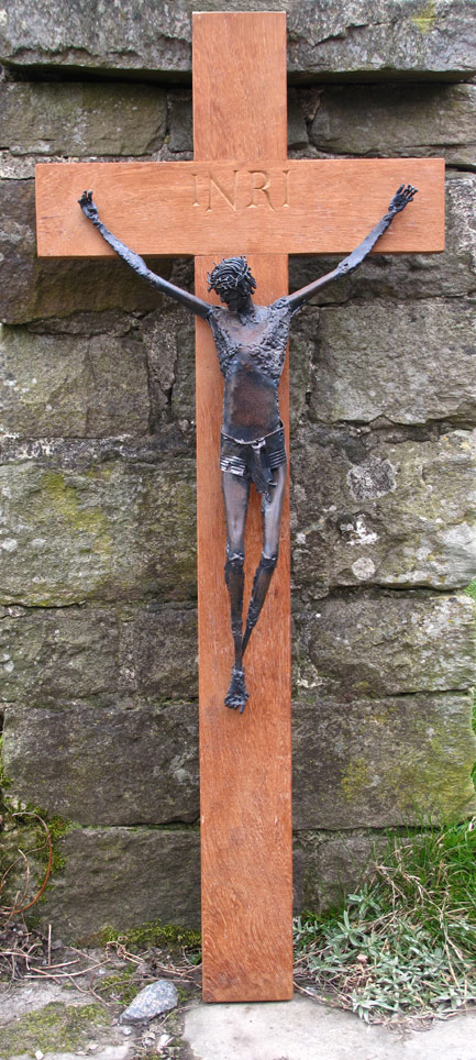 Crucifix - Mild steel / teak 1995. 121 x 49 x 12cm. Available