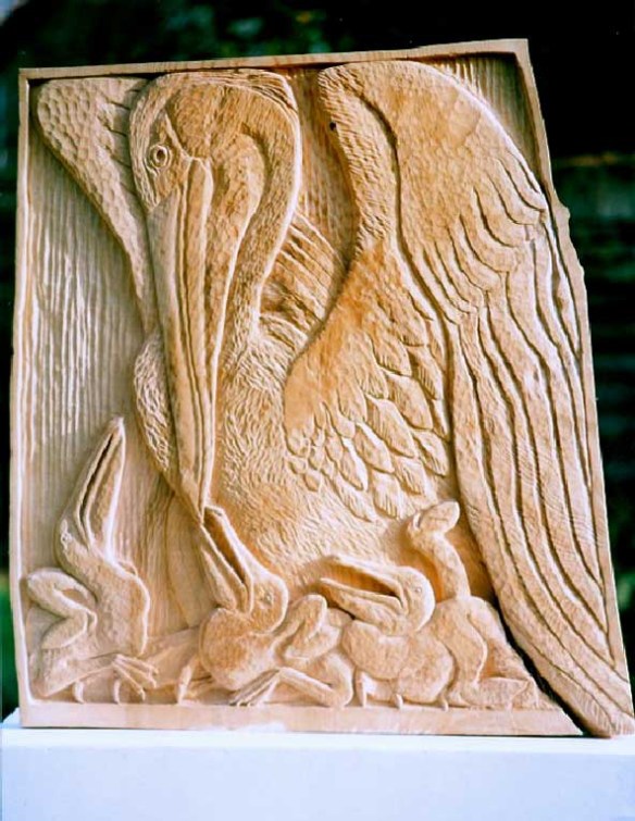 Pelican in Her Piety - Polished elm 1991. 88x78x8cm - Private Collection